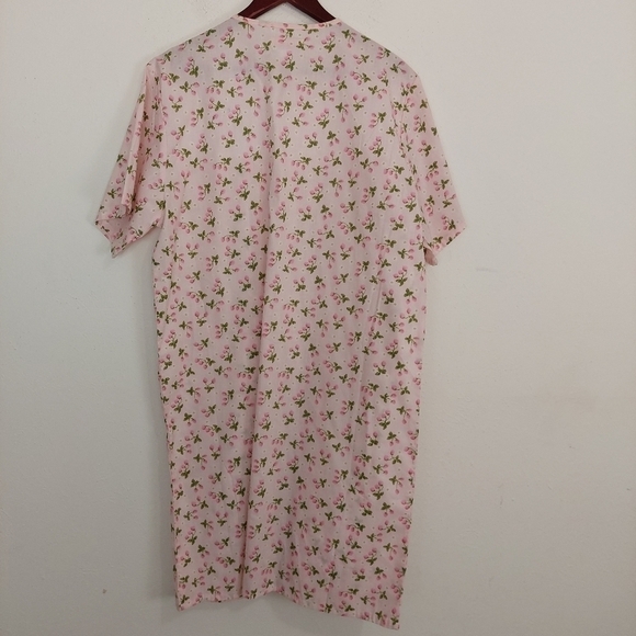 Carol Express Women’s Snap Button Embroidered Yoke Duster House Dress Pink - Picture 10 of 10